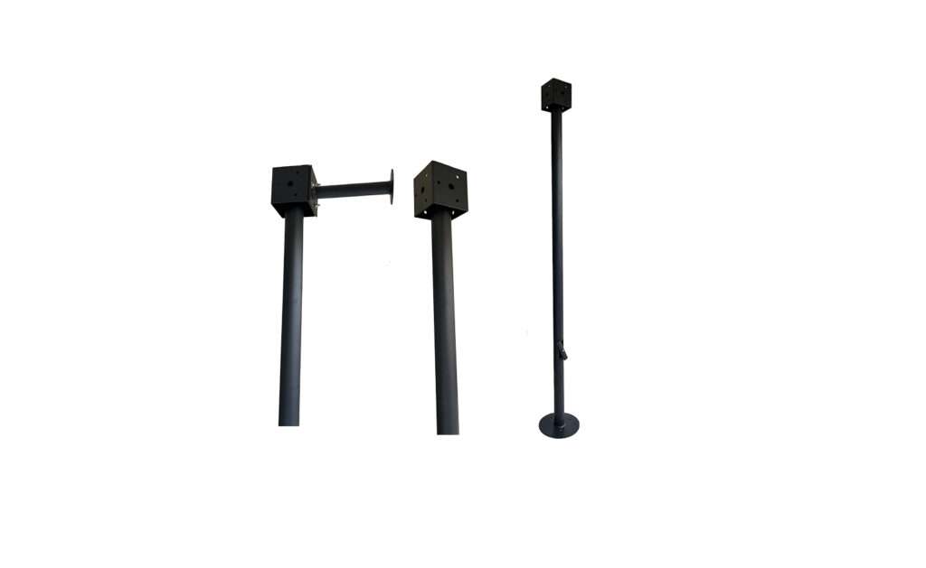 black cctv pole with adjustable mounting