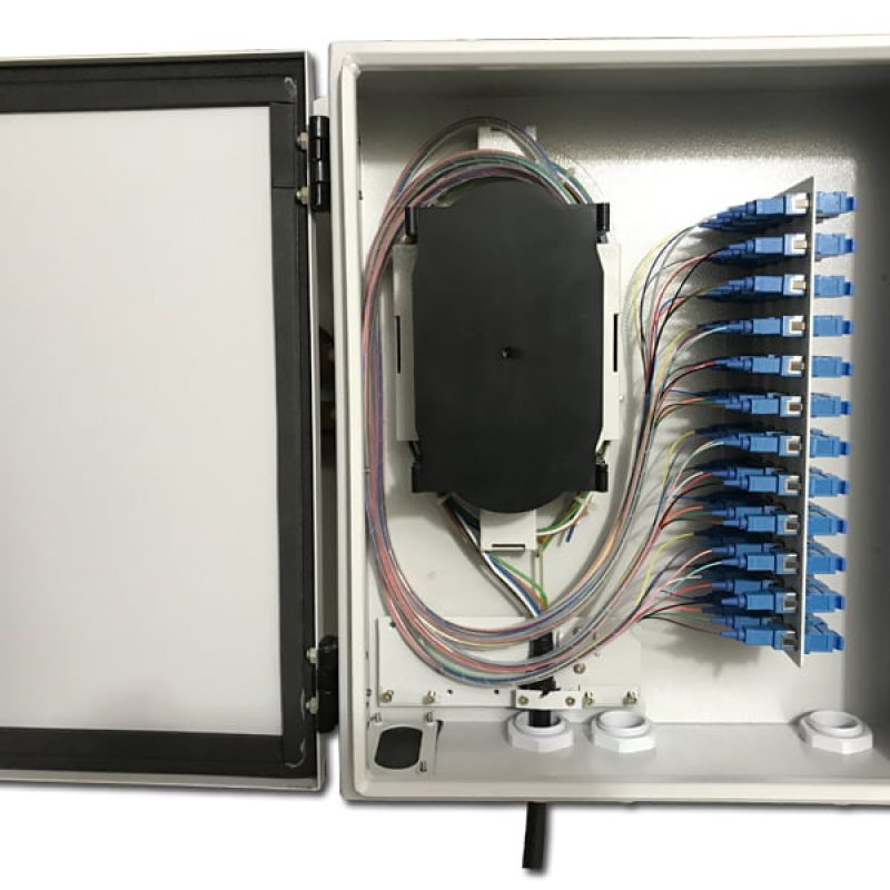 48 port wall mount patch panel loaded with SC-PC fiber connectors